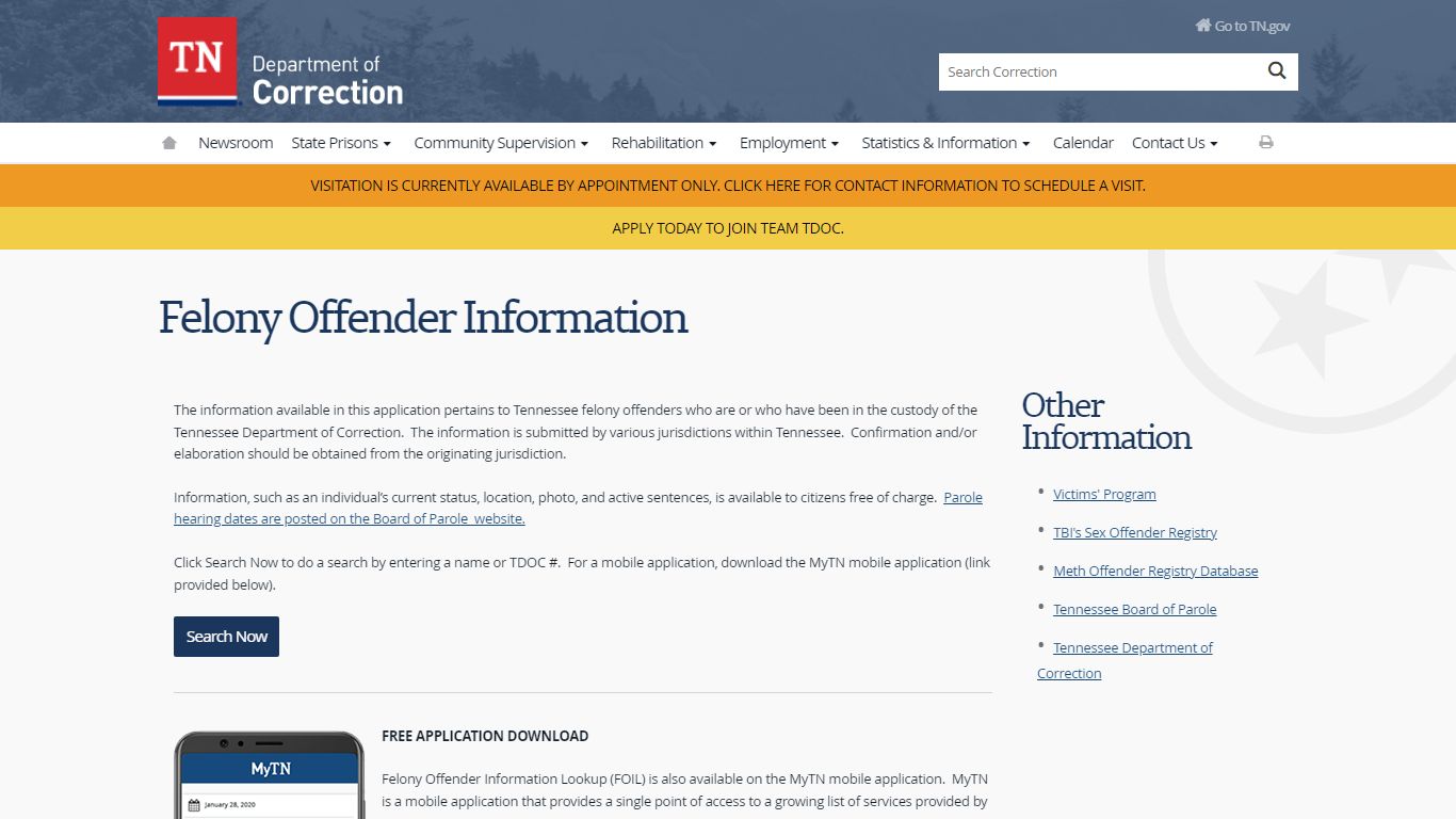 Offender Search - Tennessee State Government - TN.gov