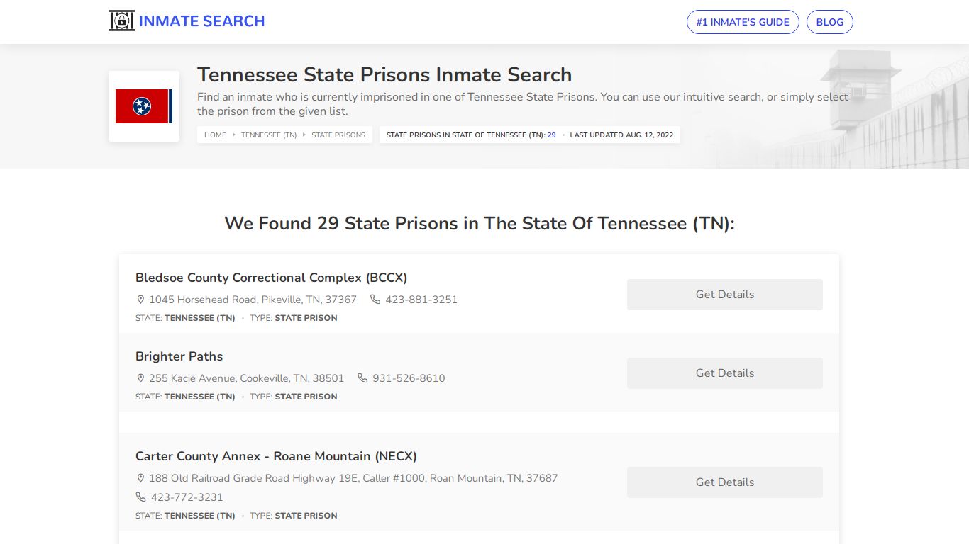 Tennessee State Prisons Inmate Search